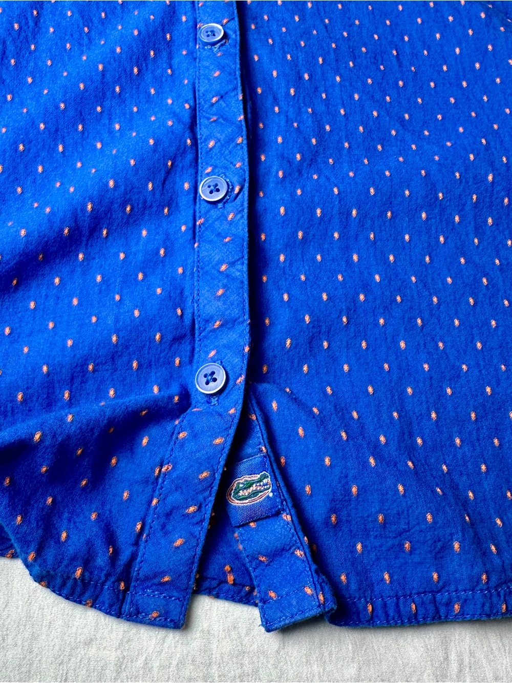 Women's Royal Blue Button-Down Shirt with Subtle Dot Print - Picture 8 of 10